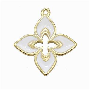 Copper Clover Pendant White Enamel Cross Gold Plated, approx 20mm