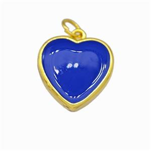 Copper Heart Pendant LapisBlue Enamel Gold Plated, approx 15mm