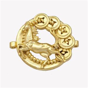 Copper Pegasus Charms Connector Horse Gold Plated, approx 25mm