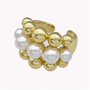 Copper Rings Pave Zirconia Pearlized Resin Gold Plated, approx 4-6mm, 18mm dia