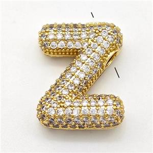 Copper Letter-Z Pendant Micro Pave Zirconia Gold Plated, approx 15-22mm