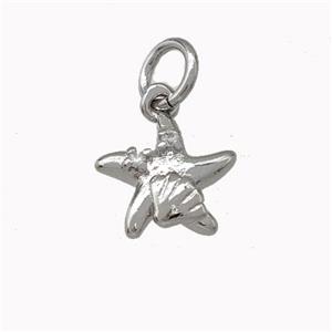 Copper StarFish Pendant Pave Zirconia Platinum Plated, approx 9mm