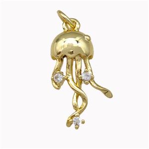 Copper Jellyfish Pendant Micro Pave Zirconia Gold Plated, approx 10-17mm