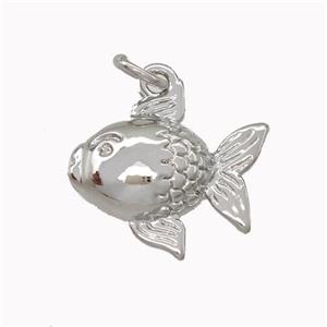 Copper Fish Pendant Platinum Plated, approx 15mm