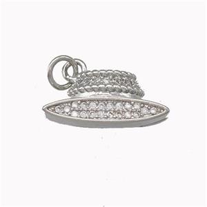 Copper Hat Charms Pendant Micro Pave Zirconia Platinum Plated, approx 9-18mm