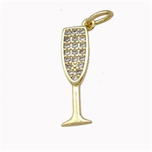 Wine Glass Charms Copper Goblet Pendant Micro Pave Zirconia Cup Gold Plated, approx 5-17mm