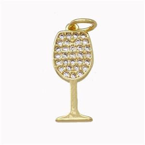 Wine Glass Charms Copper Goblet Pendant Micro Pave Zirconia Cup Gold Plated, approx 7-16.5mm