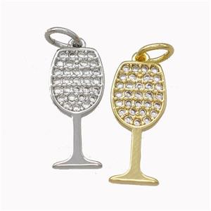 Wine Glass Charms Copper Goblet Pendant Micro Pave Zirconia Cup Mixed, approx 7-16.5mm