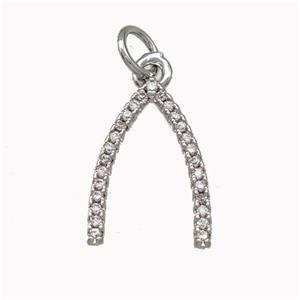 Copper Horseshoe Pendant Pave Zirconia Platinum Plated, approx 10-15mm