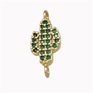 Copper Cactus Connector Pave Zirconia Gold Plated, approx 8-13mm