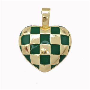 Copper Heart Pendant Green Enamel Gold Plated, approx 17mm