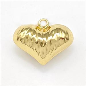 Copper Heart Pendant Hollow Gold Plated, approx 14-20mm