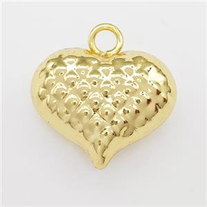 Copper Heart Pendant Hollow Gold Plated, approx 17-20mm