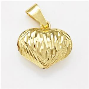 Copper Heart Pendant Hollow Gold Plated, approx 16-20mm