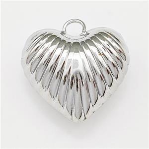 Copper Heart Pendant Hollow Platinum Plated, approx 18-20mm