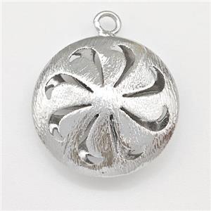 Hot Wheels Charms Copper Coin Pendant Brushed Platinum Plated, approx 20mm