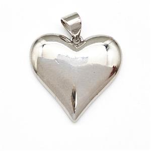 Copper Heart Pendant Platinum Plated, approx 19-20mm