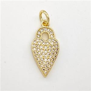 Copper Heart Pendant Micro Pave Zirconia Gold Plated, approx 9-16mm