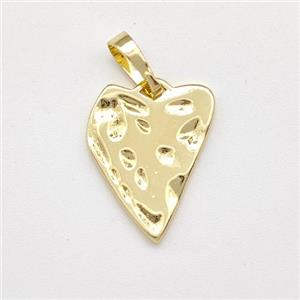 Copper Heart Pendant Hammered Gold Plated, approx 13-17mm