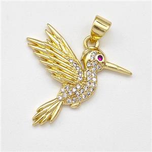 Copper Birds Pendant Micro Pave Zirconia Gold Plated, approx 20-24mm