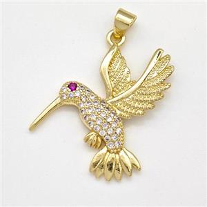 Copper Birds Pendant Micro Pave Zirconia Gold Plated, approx 25-30mm