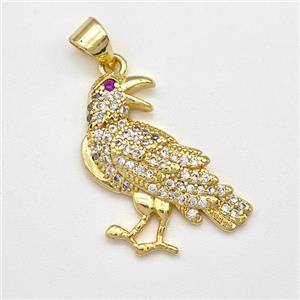 Copper Birds Pendant Micro Pave Zirconia Gold Plated, approx 20mm