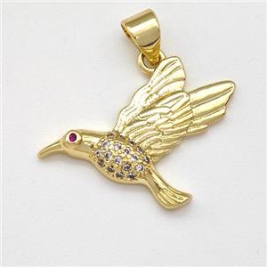 Copper Birds Pendant Micro Pave Zirconia Gold Plated, approx 15-23mm