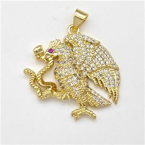 Copper Birds Pendant Micro Pave Zirconia Eagle Snake Gold Plated, approx 24-25mm