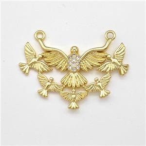 Copper Eagle Birds Pendant Micro Pave Zirconia 2loops Gold Plated, approx 20-30mm