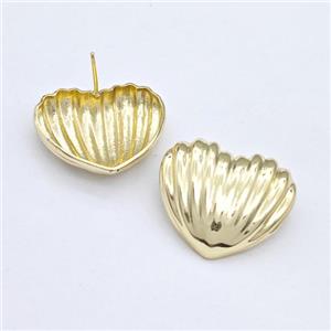 Copper Scallop Shell Stud Earring Gold Plated, approx 25-28mm