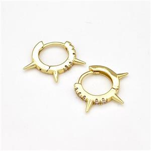 Copper Spike Hoop Earrings Pave Zirconia Piercing Septum Gold Plated, approx 12-17mm