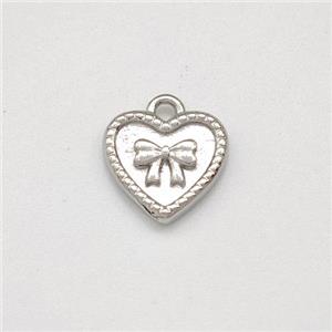 Copper Heart Pendant Bowknot Platinum Plated, approx 9mm