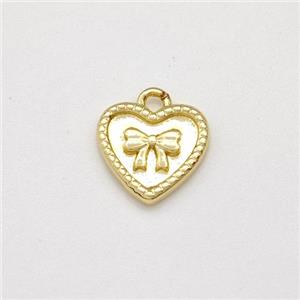 Copper Heart Pendant Bowknot Gold Plated, approx 9mm