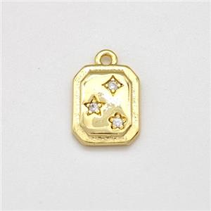 Copper Star Pendant Pave Zirconia Gold Plated, approx 8-10mm