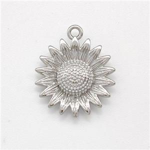 Copper Sunflower Pendant Platinium Plated, approx 15mm