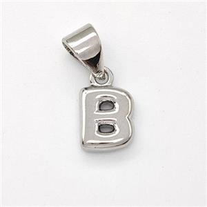 Copper Letter-B Pendant Platinum Plated, approx 6-7mm