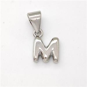 Copper Letter-M Pendant Platinum Plated, approx 6-7mm