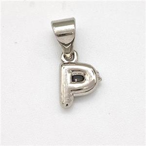 Copper Letter-P Pendant Platinum Plated, approx 6-7mm