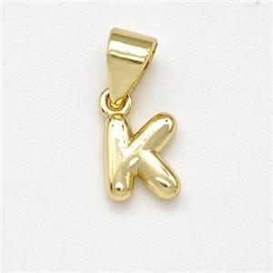 Copper Letter-K Pendant Gold Plated, approx 6-7mm