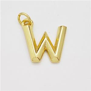 Copper Letter-W Pendant Gold Plated, approx 9-12.5mm