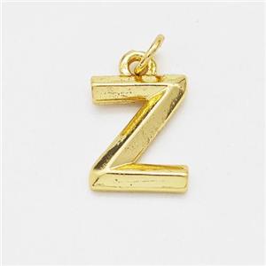 Copper Letter-Z Pendant Gold Plated, approx 9-12.5mm