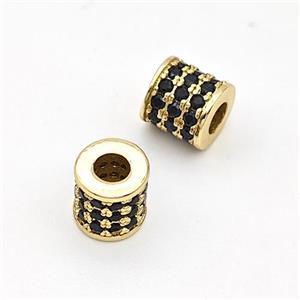 Copper Tube Beads Micro Pave Zirconia Large Hole Gold Plated, approx 6mm, 3mm hole