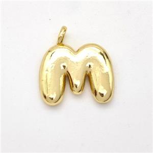 Copper Letter-M Pendant Gold Plated, approx 13-17mm