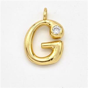 Copper Letter-G Pendant Pave Zirconia Gold Plated, approx 15-18mm