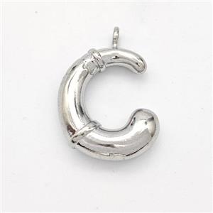 Copper Letter-C Pendant Platinum Plated, approx 16-20mm