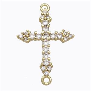 Copper Cross Connector Pave Zirconia Gold Plated, approx 17-21mm