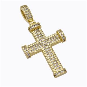 Copper Cross Pendant Pave Zirconia Gold Plated, approx 20-38mm