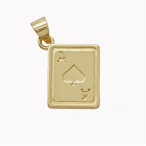 Poker Card Charms Copper Pendant Gold Plated, approx 11-14mm