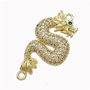 Copper Dragon Connector Micropave Zirconia Loong Gold Plated, approx 16-30mm