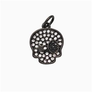 Halloween Pirate Charms Copper Pendant Pave Zirconia Black Plated, approx 12-13mm